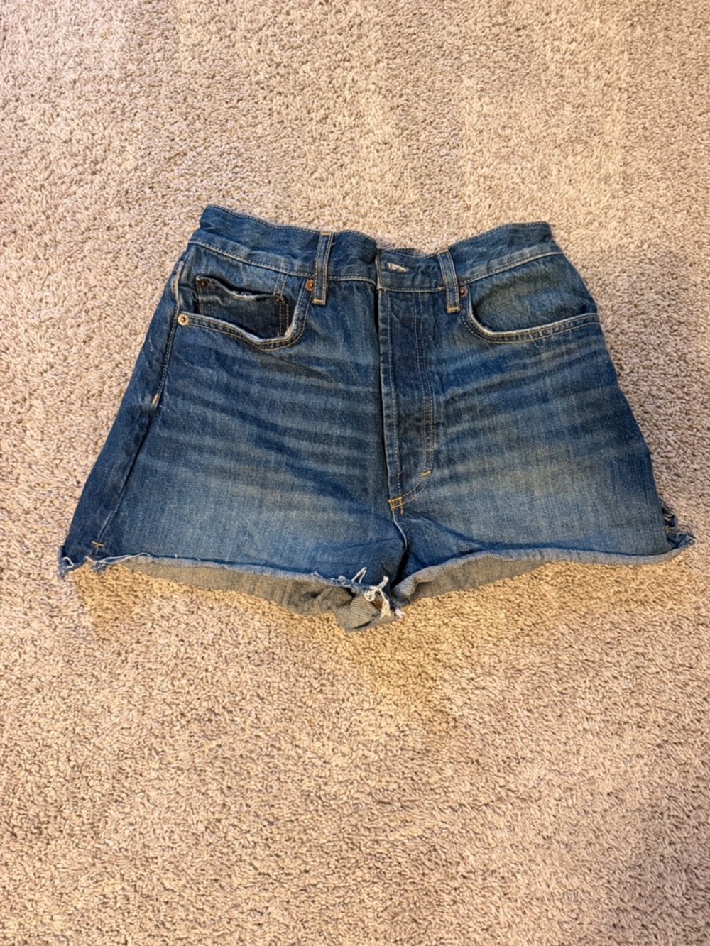 nuuds Dark Blue High-Rise Denim Shorts